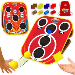 Swooc Games - Backyard Arcade - 2-in-1 Bean Bag Toss Game for Kids w/ Carry Bag - 5-Second Setup & Storage - Carnival Games for Kids - Red