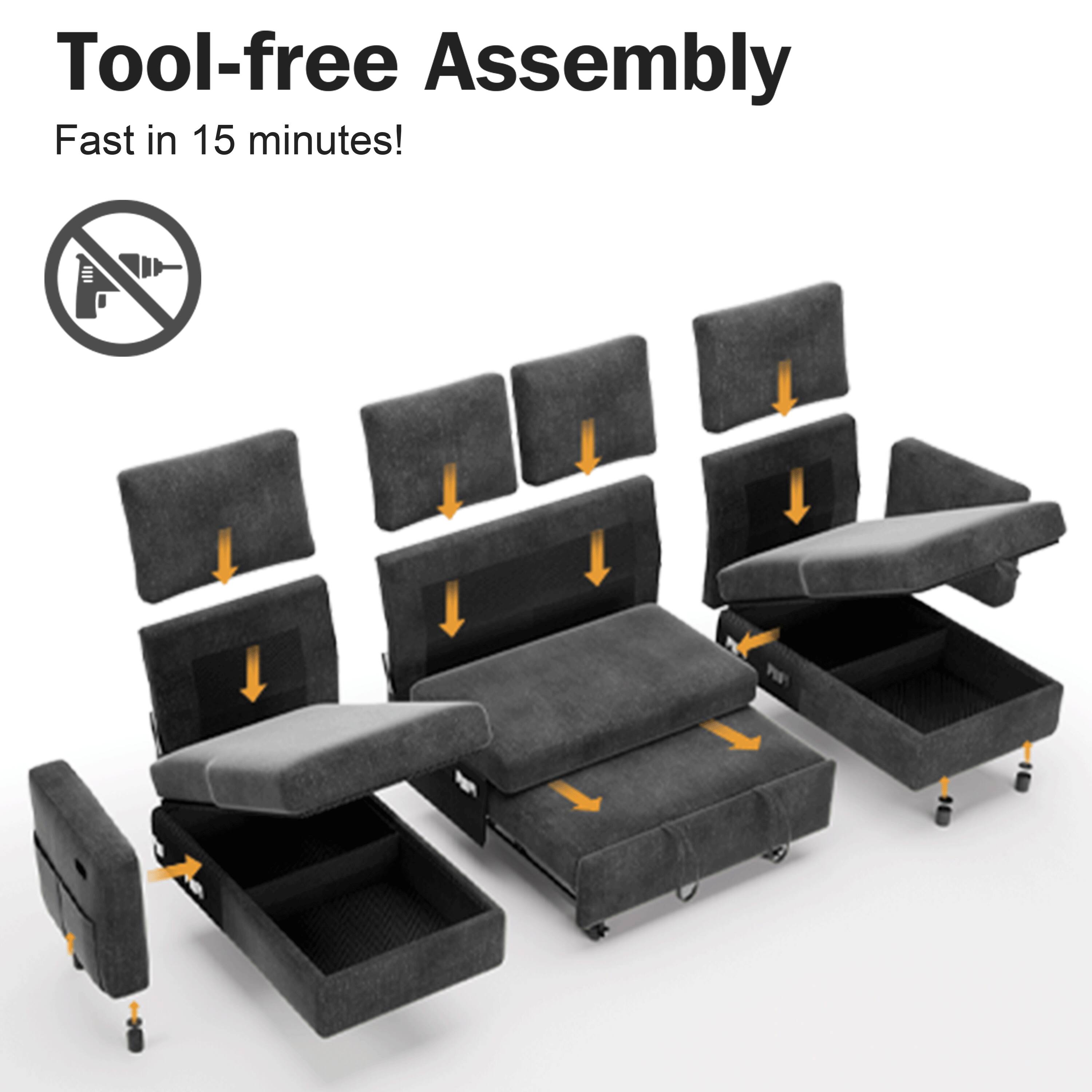 Tool-free Assembly  
Fast in 15 minutes!