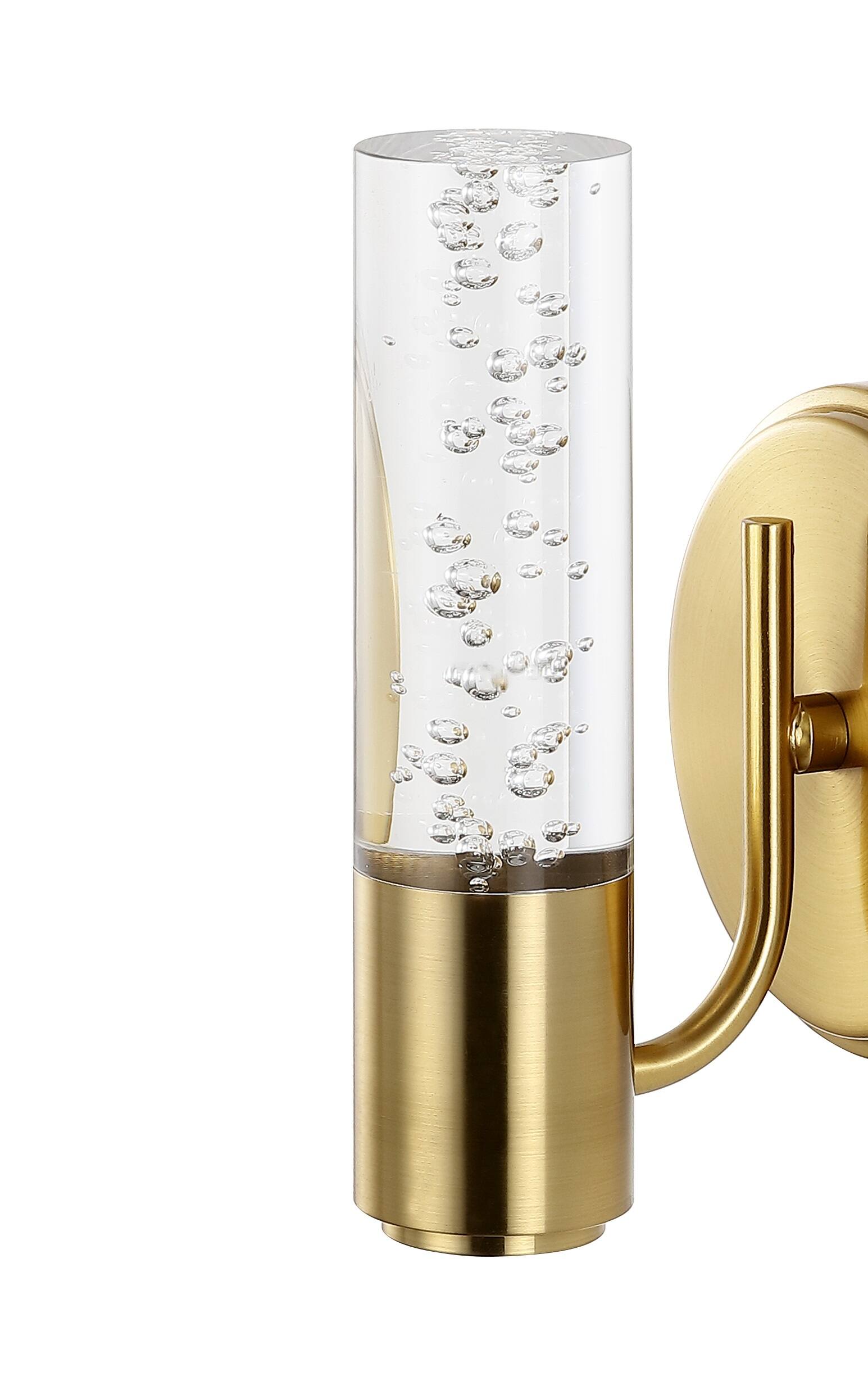Alt View 4. Jonathan Y - Bolha 5.5" 1-Light Minimalist Modern Bubble Acrylic/Iron Integrated LED Vanity Light, Brass Gold - Brass Gold.