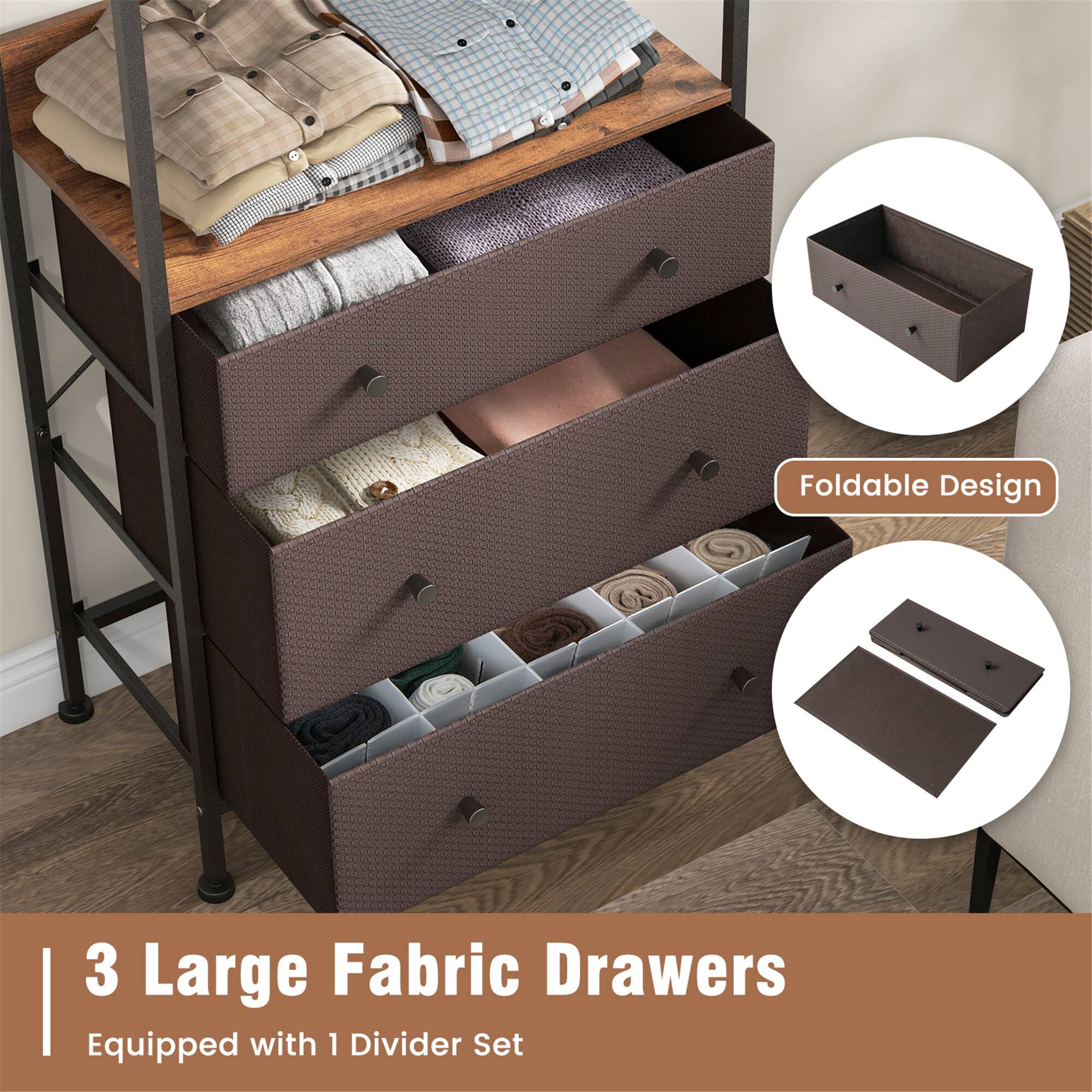 Foldable Design  
3 Large Fabric Drawers  
Equipped with 1 Divider Set