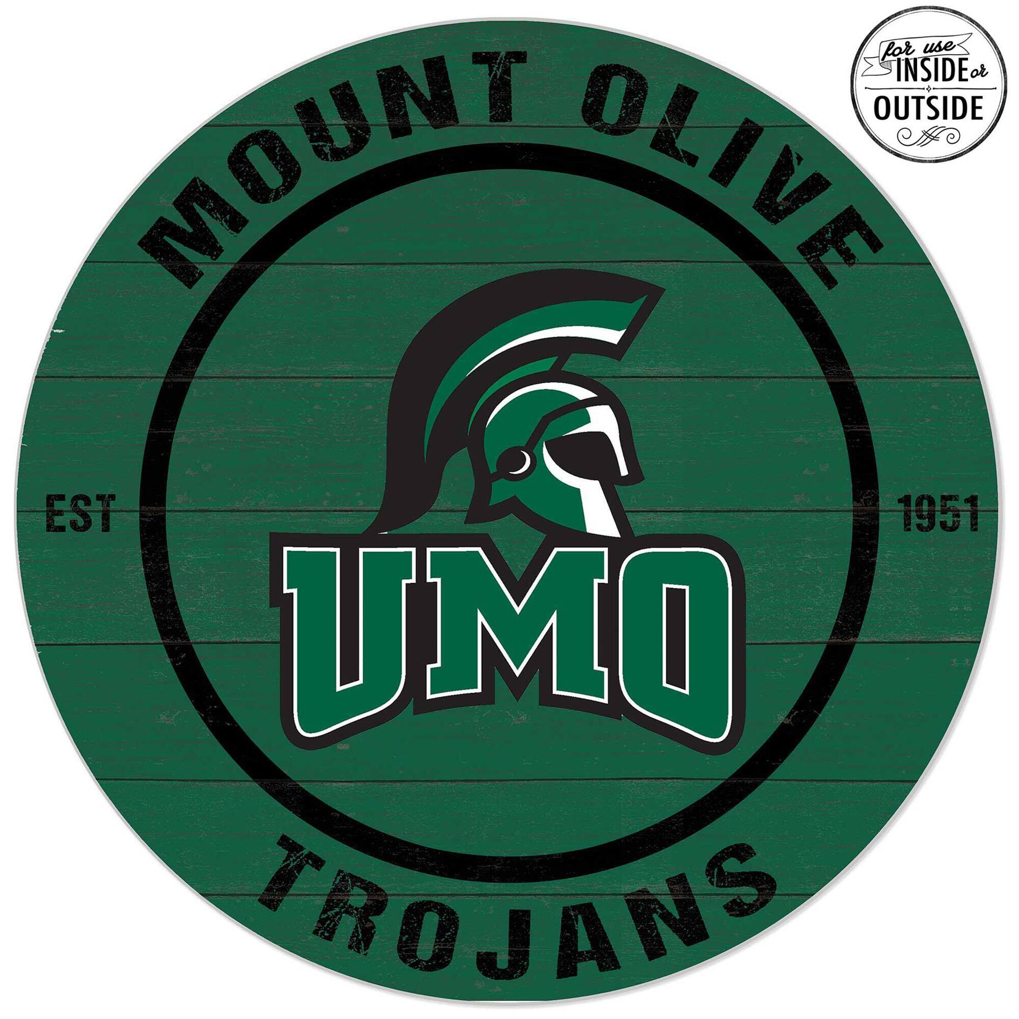 Jardine - Mount Olive Trojans 20'' x 20'' Indoor/Outdoor Weathered Circle Sign - Green
