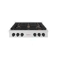 ZLINE - 36 in. Autograph Paramount Gas Rangetop with Black Accents (SRTSZ-36-MB) - Stainless Steel - Front_Zoom