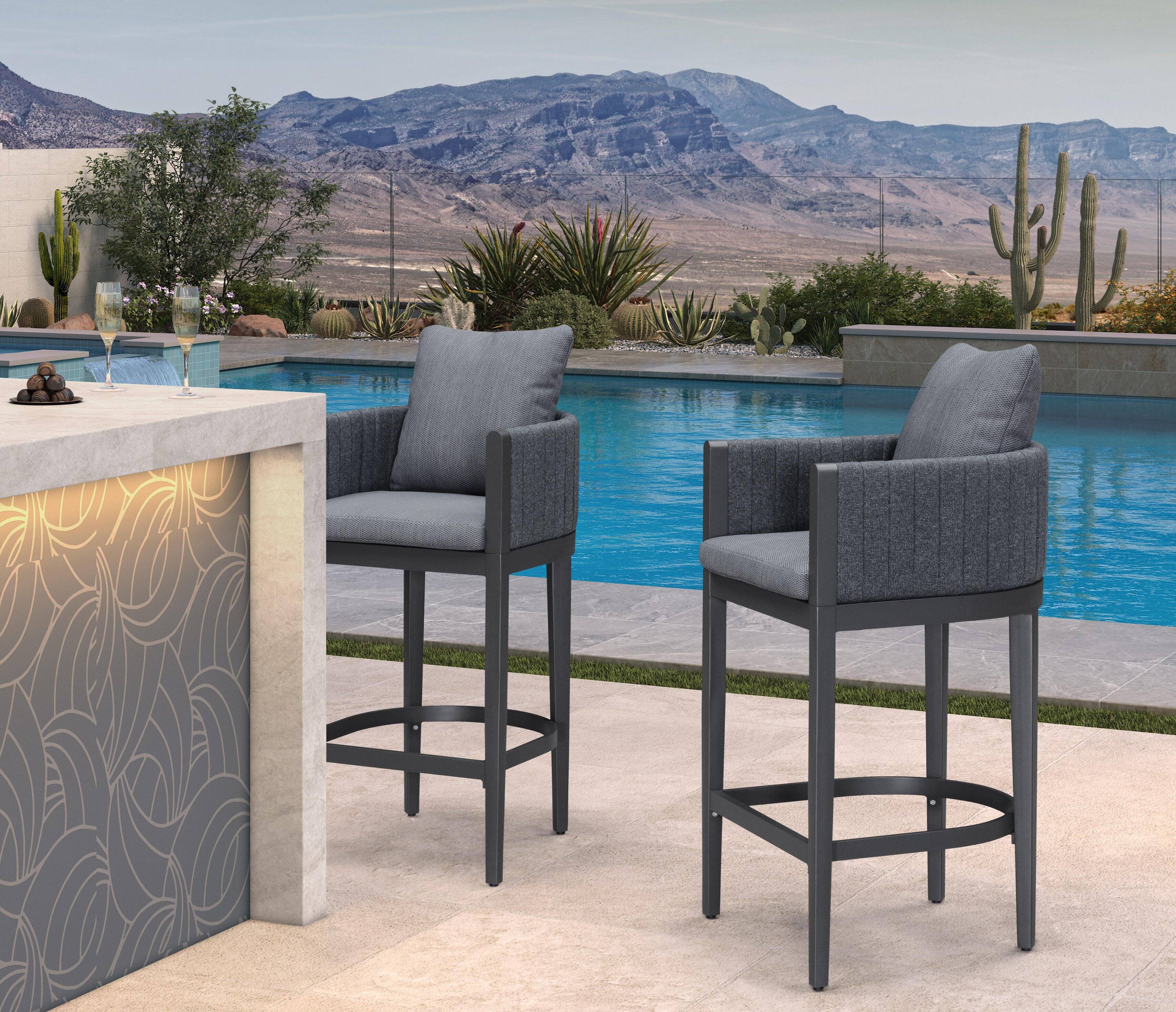 Grey & Square Base-Bar Stool