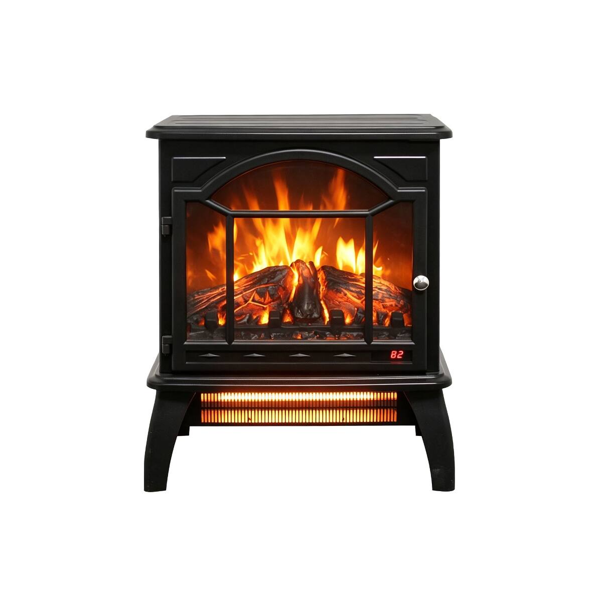 Left. Loheer - Loheer 18 inch electric fireplace stove Freestanding Infrared Quartz Heater with Remote Control Antique Black - Antique Black.