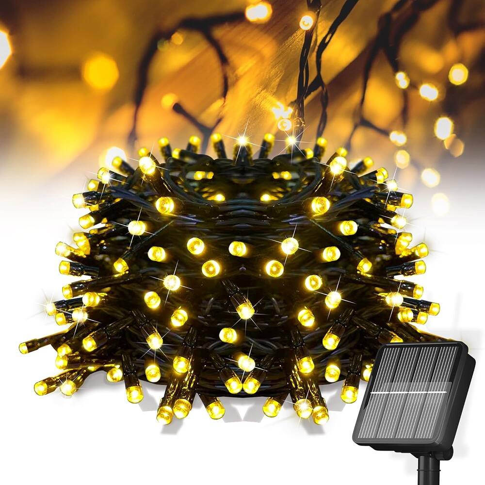 MOSZAR LLC - Outdoor, 39-foot, 100-LED, 8-mode solar string lights that are waterproof - Warm White