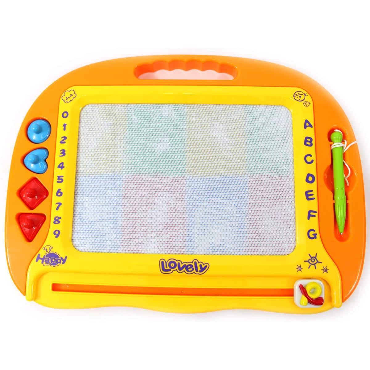 JuzToys - Kids Magna Doodle Board Writing Tablet – Erasable Magnetic Drawing Board Educational Toy, Colorful Sketch Board Travel - Orange