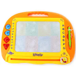 JuzToys - Kids Magna Doodle Board Writing Tablet – Erasable Magnetic Drawing Board Educational Toy, Colorful Sketch Board Travel - Orange