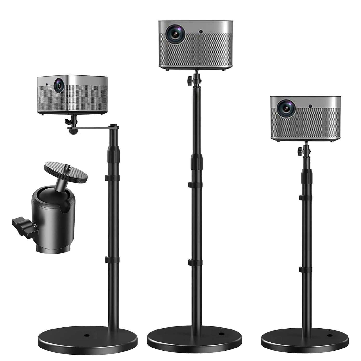 Front. 5 CORE - 5Core Projector Floor Stand 1/4" Thread Tripod Mount 360° Rotate Height 28-52" - Black.