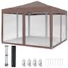 Front. Costway - Costway 10 FT x 10 FT Pop-Up Canopy Tent with Mesh Netting, Carry Bag, 8 Stakes & 4 Ropes - Brown.
