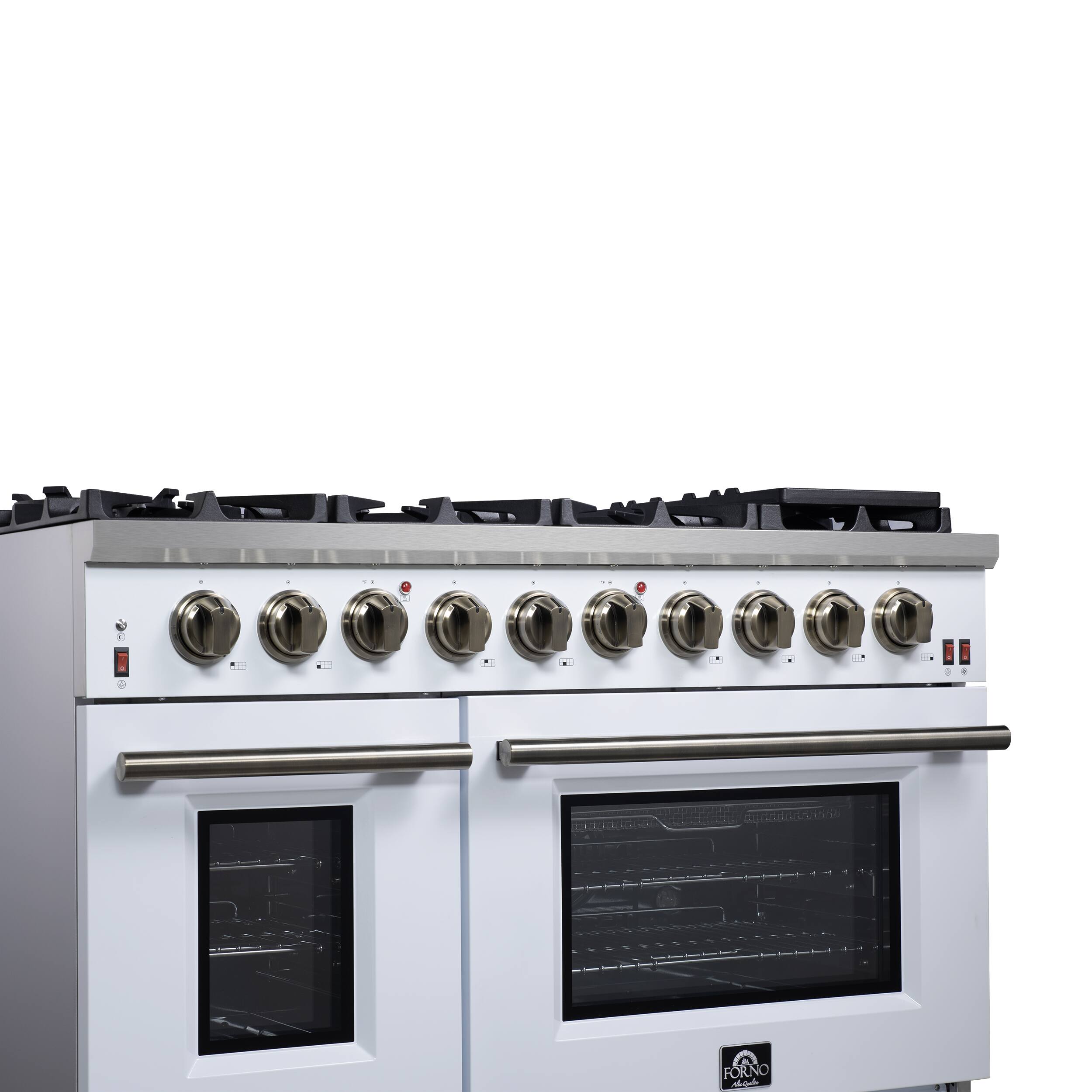 Alt View 7. Forno Appliances - Massimo 6.58 Cu. Ft. Freestanding True Convection Gas Range with Air Fryer Kit, Wok Support & Two Griddles - White.
