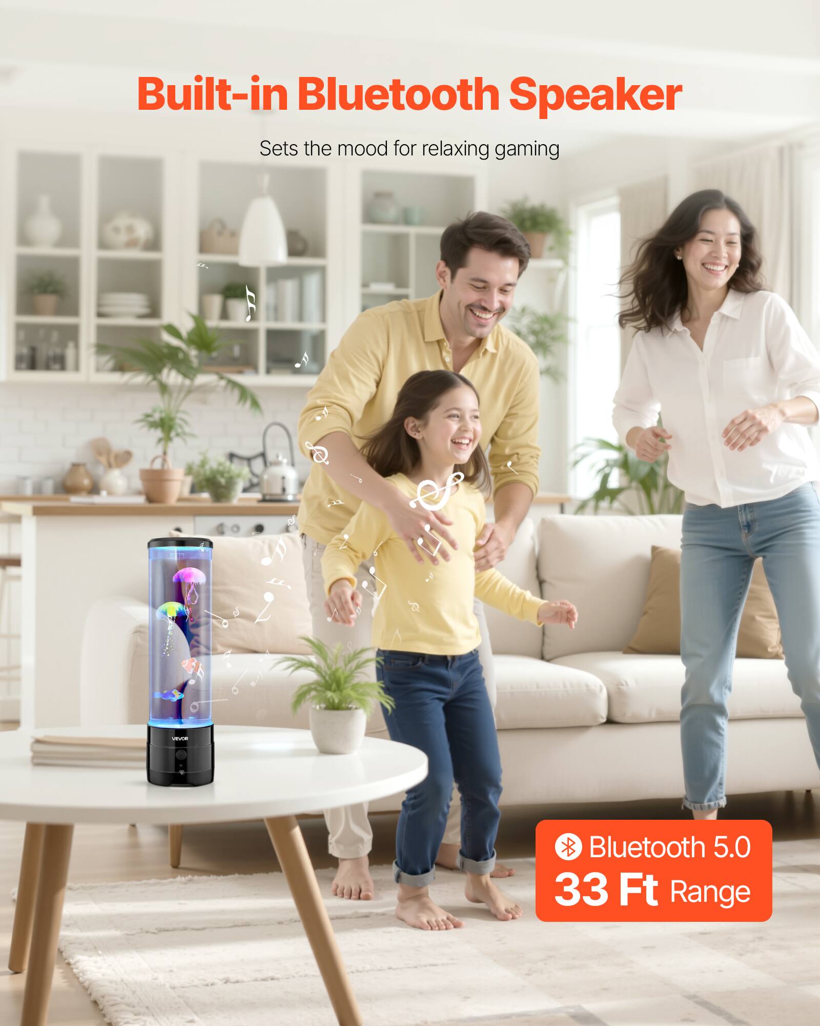 Built-in Bluetooth Speaker  
Sets the mood for relaxing gaming  

Bluetooth 5.0  
33 Ft Range