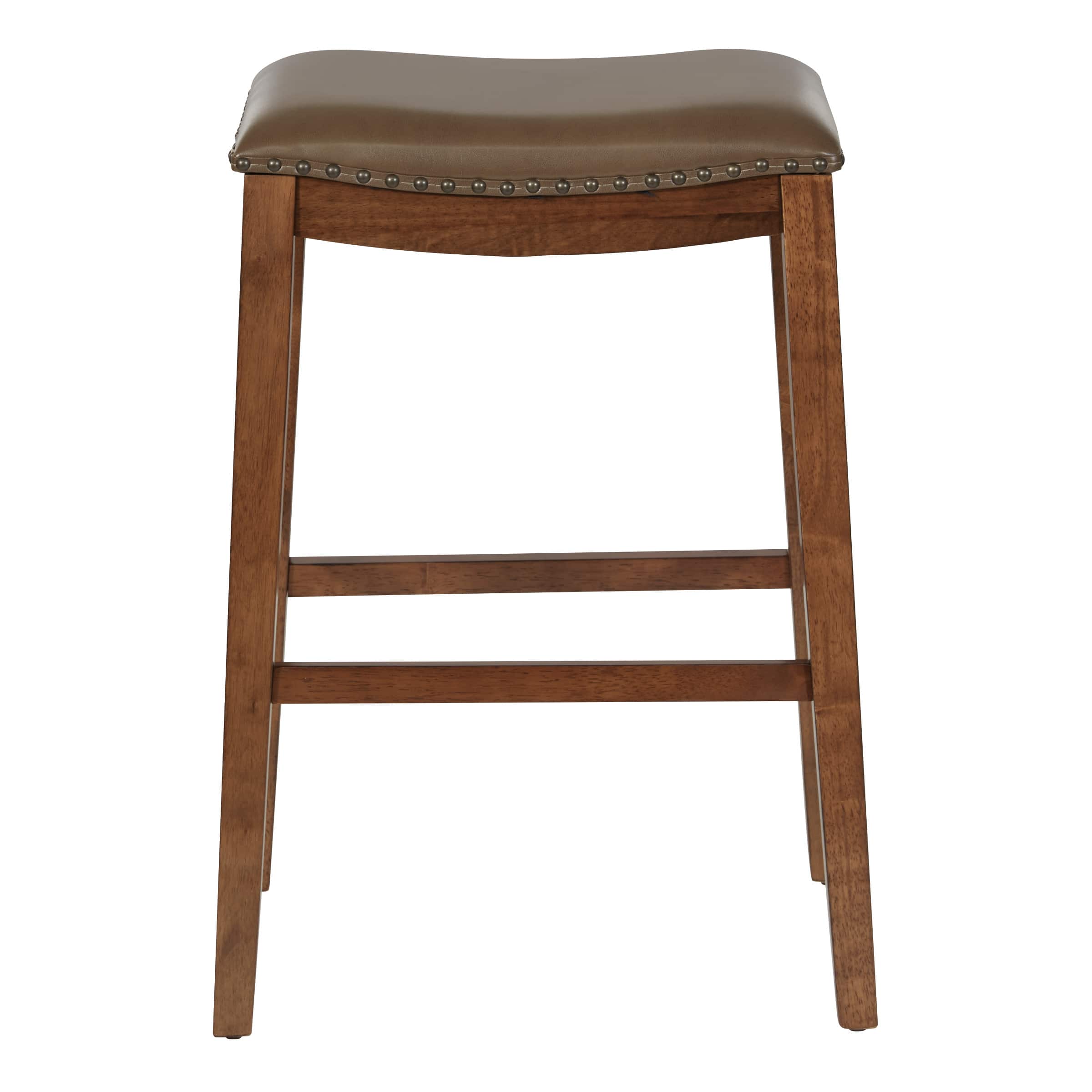 OSP Home Furnishings - Metro 29" Leather Saddle Stool with Nail Head Accents - Molasses - Front_Zoom