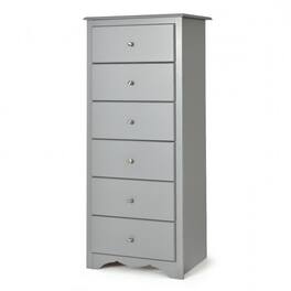 Hivvago - Modern 6 Drawer Tall Wood Dresser Chest - Gray
