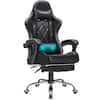 Front. Homall - Gaming Chair Massage Office Chair Computer Racing Chair High Back PU Leather Chair with Footrest - BLACK.