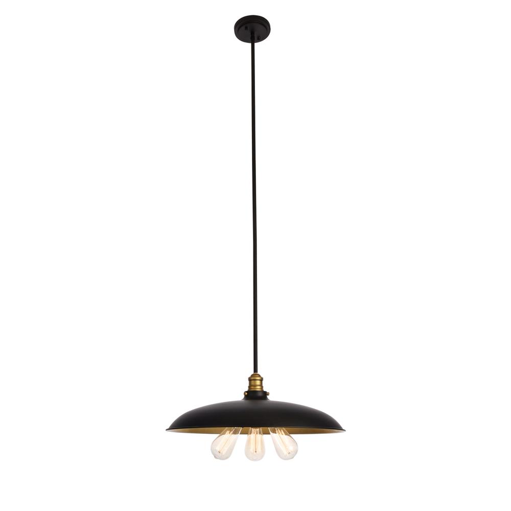 Alt View 2. Living District - Anders Collection Chandelier D20.5 H6.5 Lt:3 Black and Brass Finish - Black And Brass.