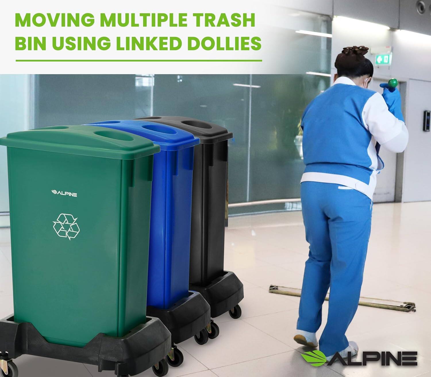 MOVING MULTIPLE TRASH BIN USING LINKED DOLLIES ALPINE