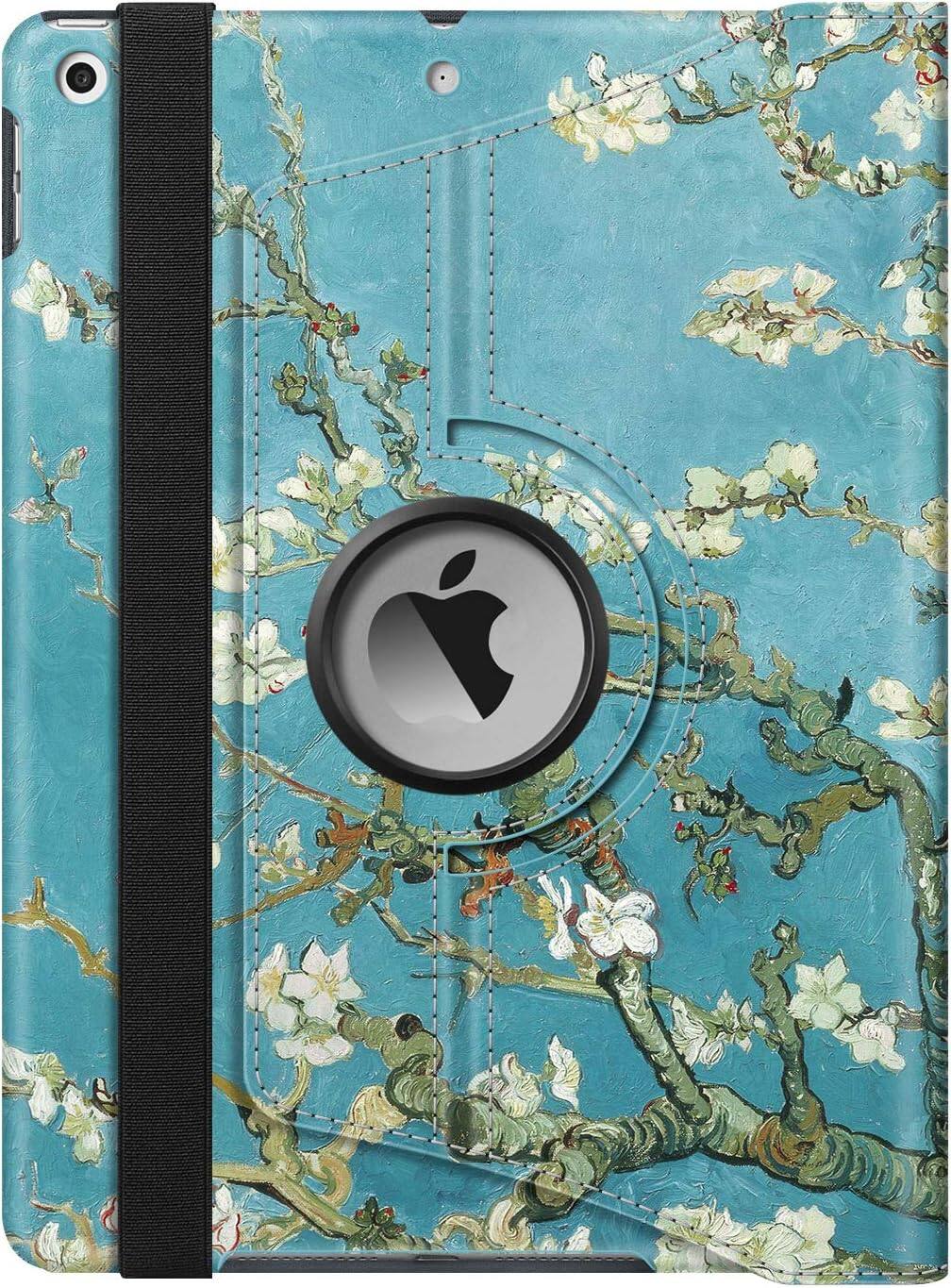 Alt View 5. Fintie - 360° Rotating Case for iPad 9th / 8th / 7th Generation 10.2 Inch | Shockproof Cover with Pencil Holder Auto Wake/Sleep - White Blossom.