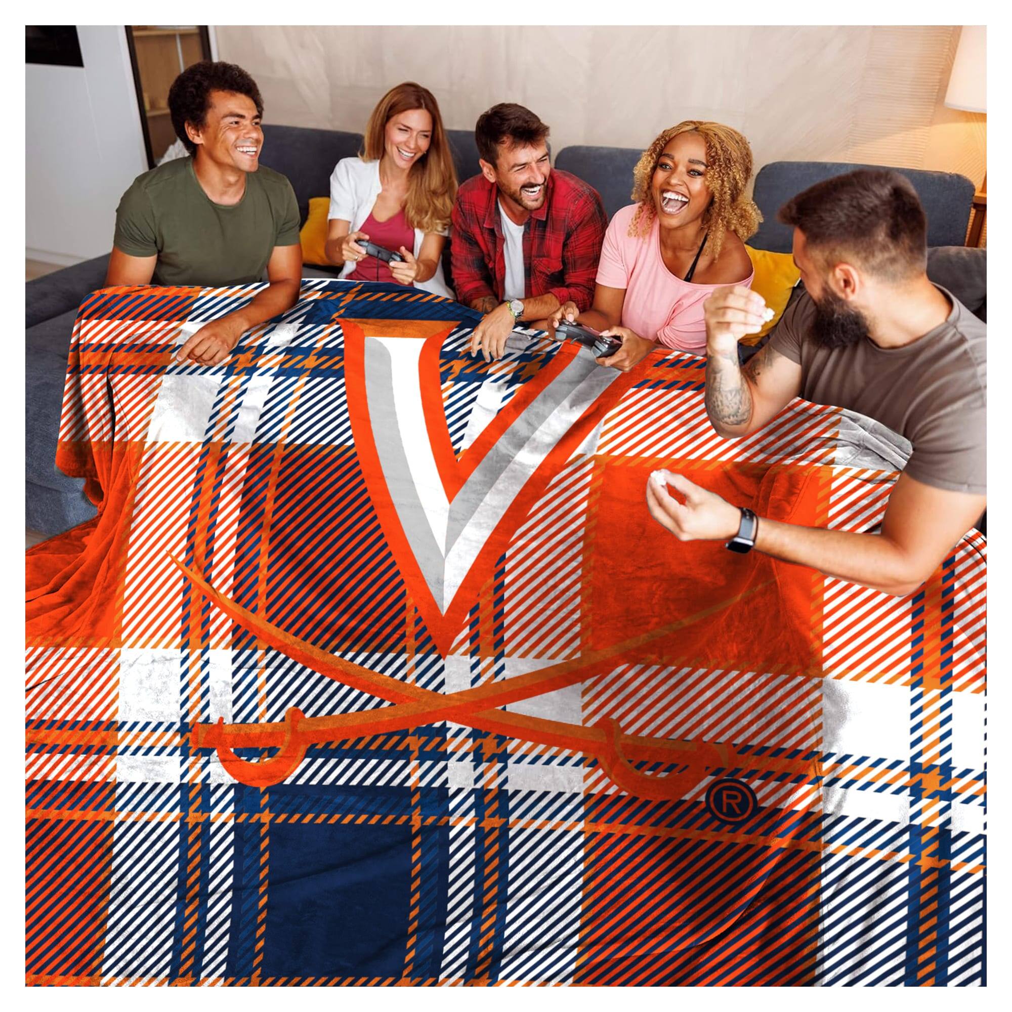 Alt View 1. Pegasus - Virginia Cavaliers 66" x 95" Oversized Plaid FAN-mily Ultra Cozy Blanket - Multicolor.