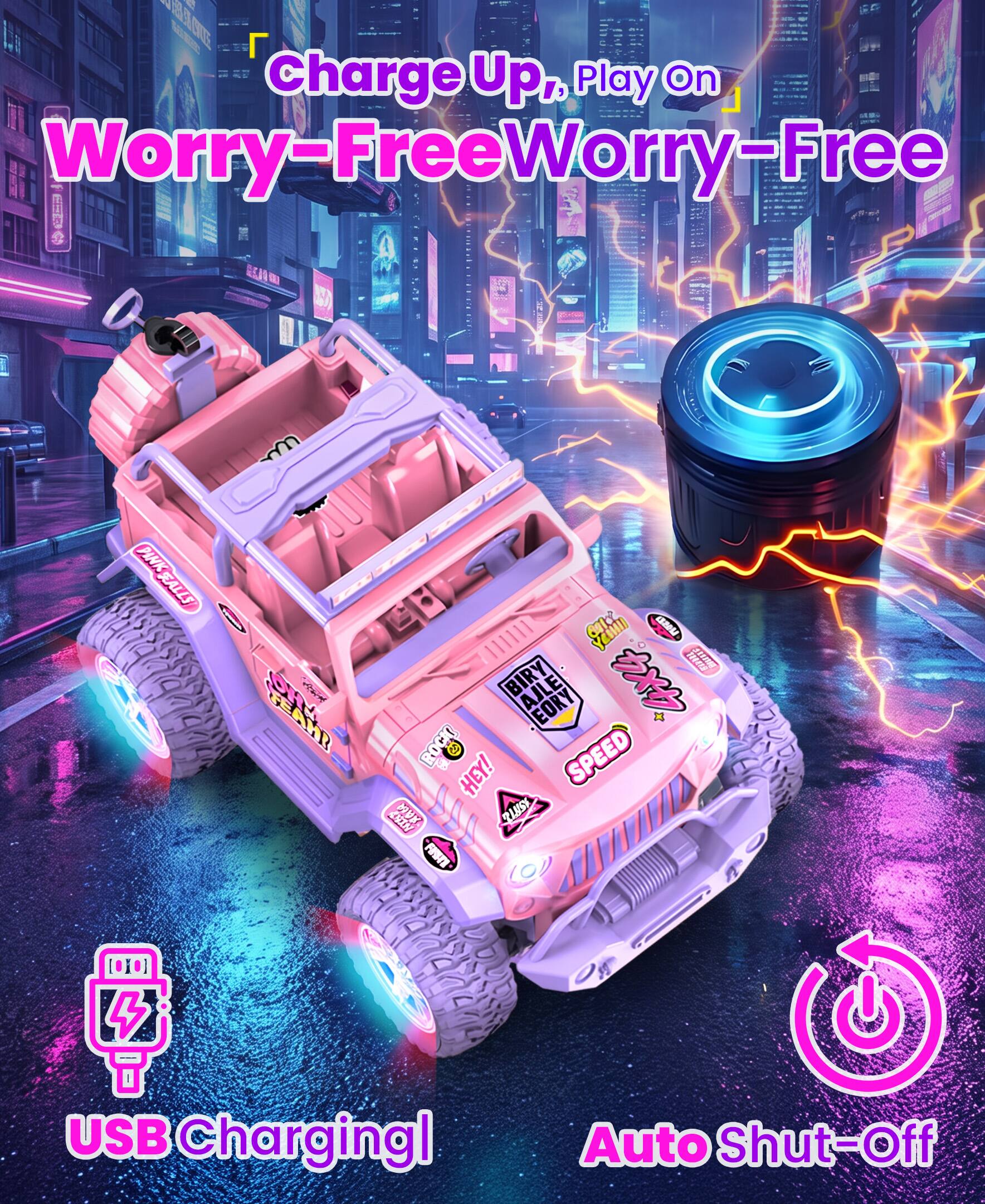 Charge Up, Play On Worry-Free

PINK FALLS PINK SEALLS

YOU!!! II BIRY AJLE 4X4 EORY ROCK SPEED HEY! NIBO ASHTE FISTI (O)

USB Charging
Auto Shut-Off