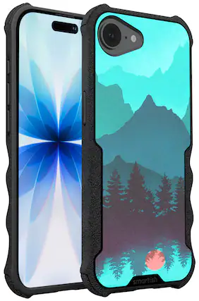 Front. Smartish - Smartish iPhone 17e/16e MagSafe Case - Gripzilla - Heavy Duty Armor Cover - Moving Mountains - Green.