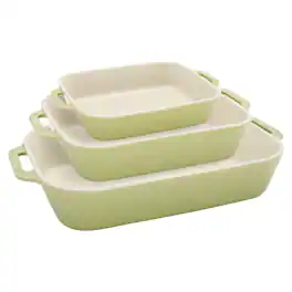 Staub - Ceramic 3-pc Rectangular Baking Dish Set - Macaron Pastel - Green