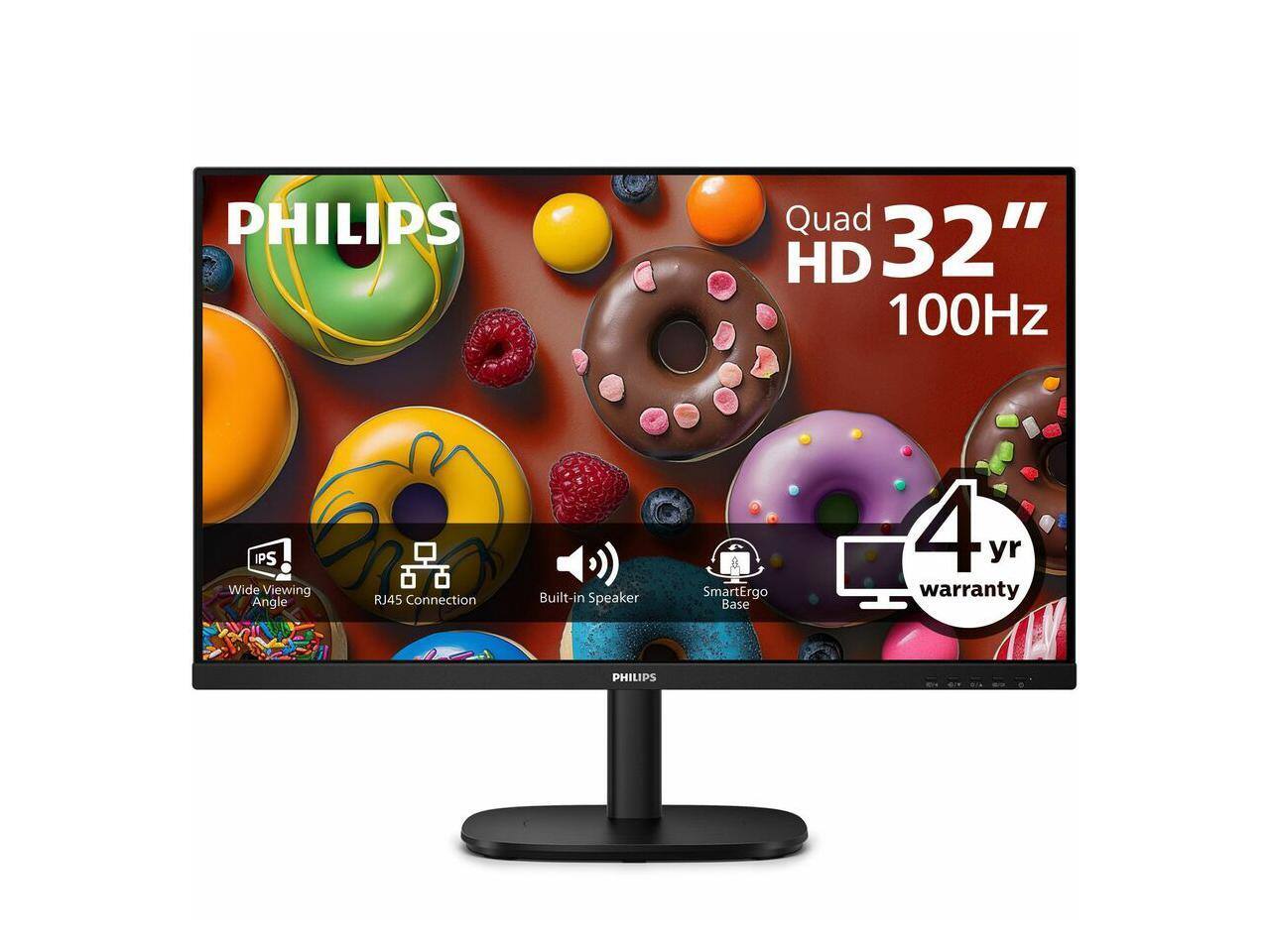 PHILIPS  
Quad HD 32" 100Hz  
IPS Wide Viewing Angle  
RJ45 Connection  
Built-in Speaker  
SmartErgo Base  
4 yr warranty