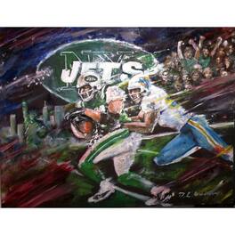Deacon Jones Foundation - NY Jets vs. Miami Dolphins Fine Art Canvas Print 28" x 36" by Artist Daniel Leeland Woodward - Multicolor