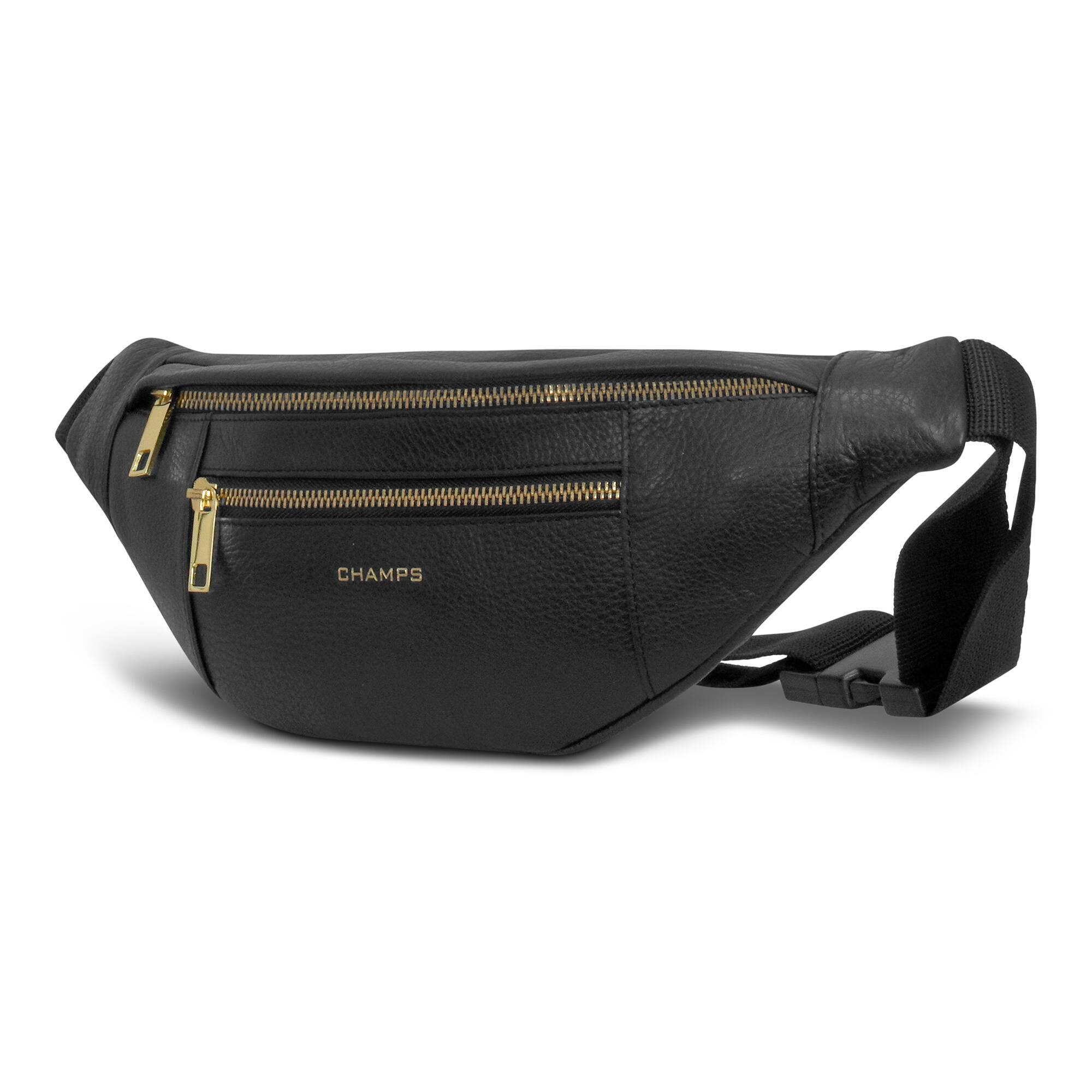 Angle. Champs - Gala Collection Leather Waist-Pack - Black.