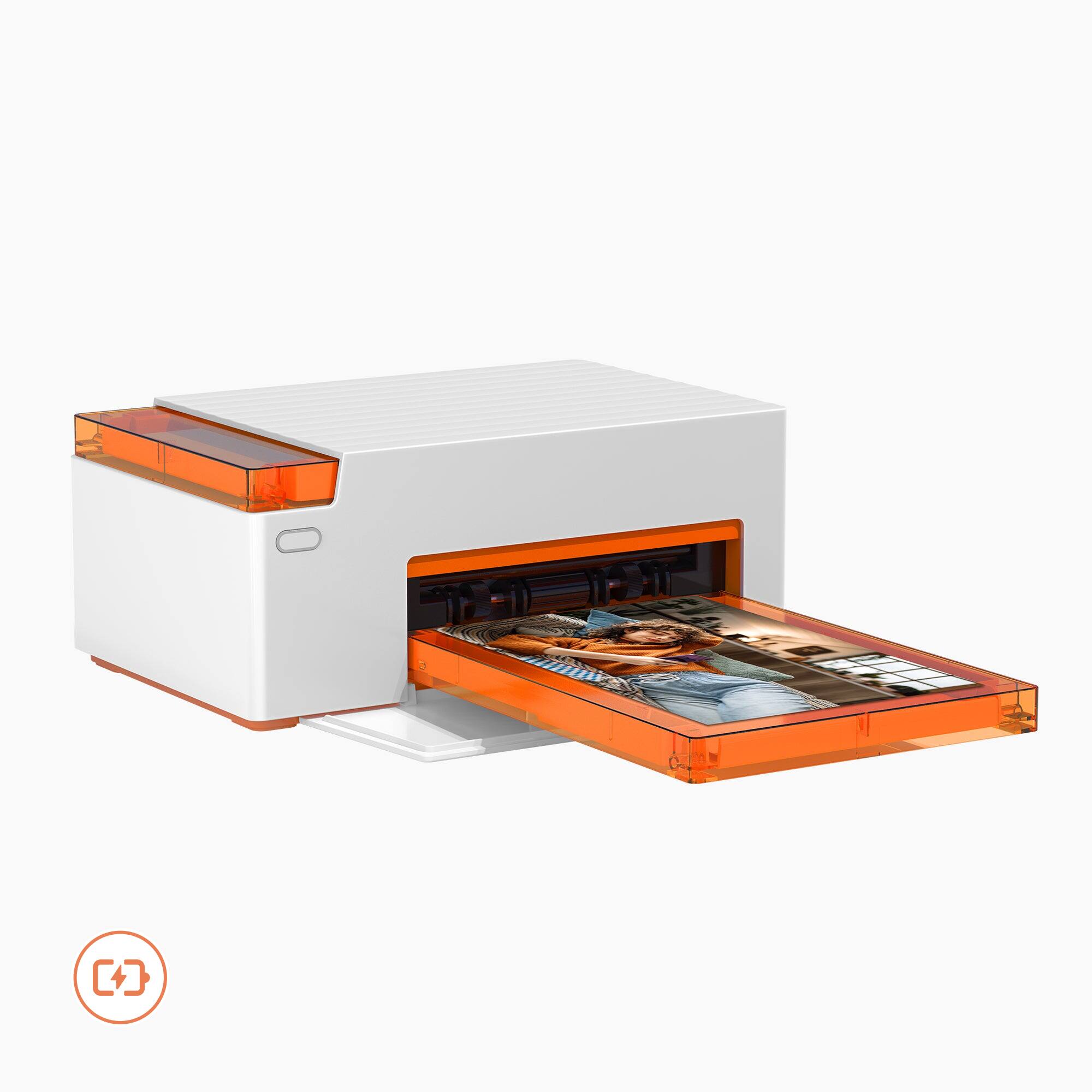 Angle. Liene - Liene Amber M210 4x6 Inch Photo Printer with 10 sheets 4x6 paper & 10 sheets 3x3 paper & 1 ink cartridges, w/ Battery - White.