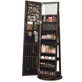 Songmics Home - 360° Swivel Jewelry Cabinet with Full-Length Mirror Ideal Gift Idea - Brown