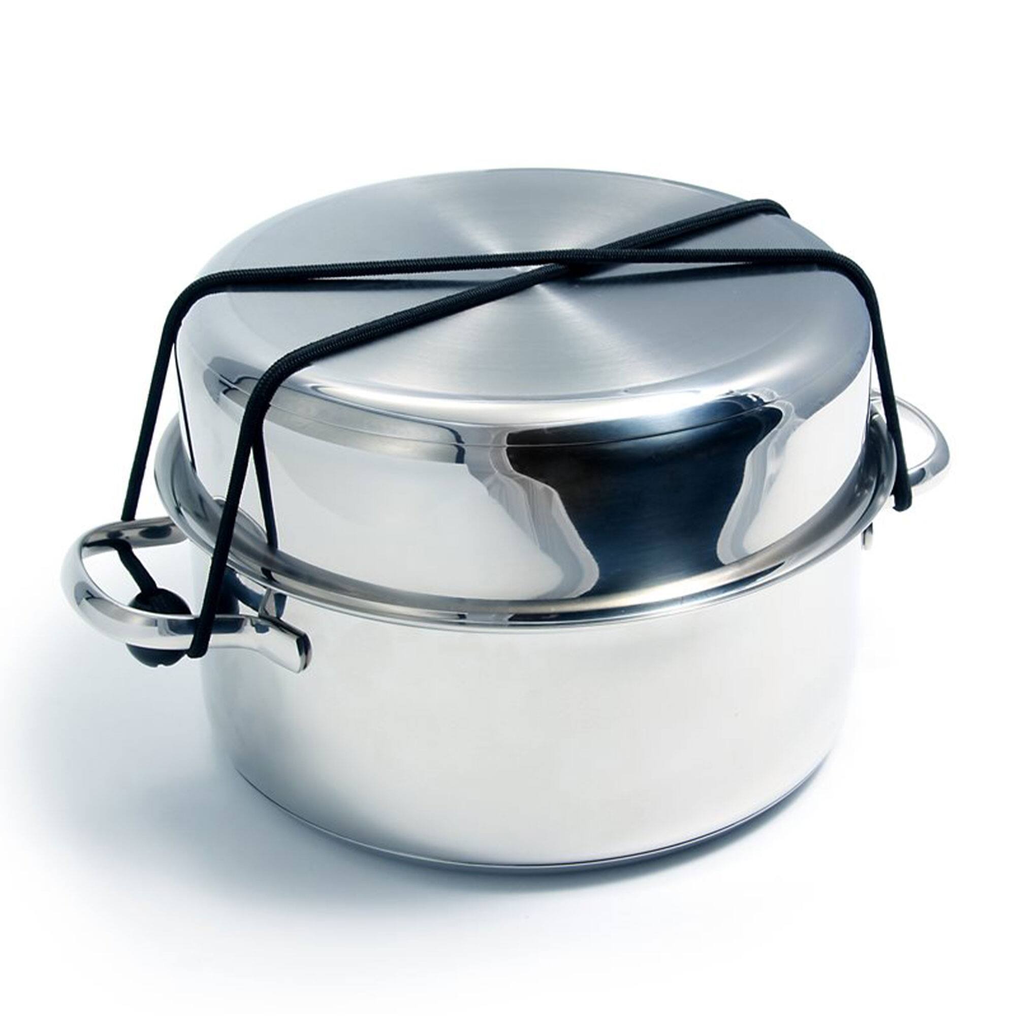 Alt View 10. Camco - Camco 7 Piece Stainless Steel Cookware Nesting Pot Set w/Handle & Storage Strap - Silver.