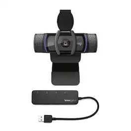 Logitech - C920S Pro HD Webcam Bundled with Knox Gear 4-Port 3.0 USB Hub