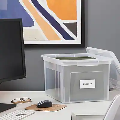 Staples File Box Plastic File Box Snap, Letter/Legal Size Clear ST57620 ...
