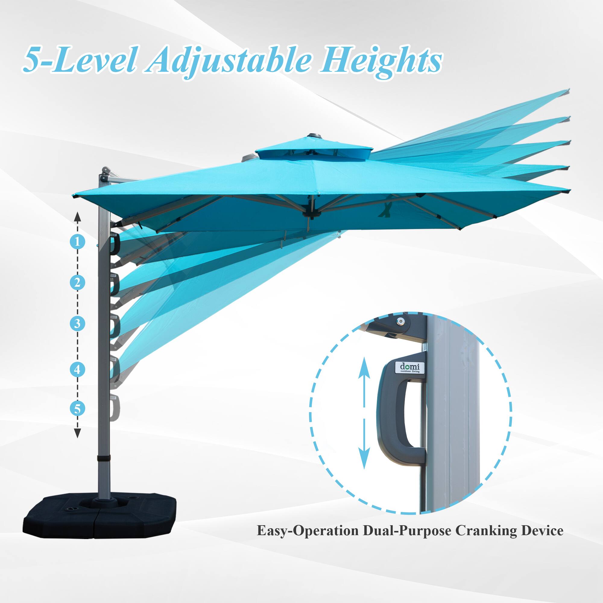 5-Level Adjustable Heights

Easy-Operation Dual-Purpose Cranking Device