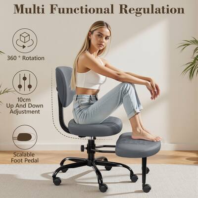 KERDOM Ergonomic Wide Cross Legged Office Chair with Wheels, Yoga KERDOM Ergonomic Wide Cross Legged Office Chair with Wheels, Yoga