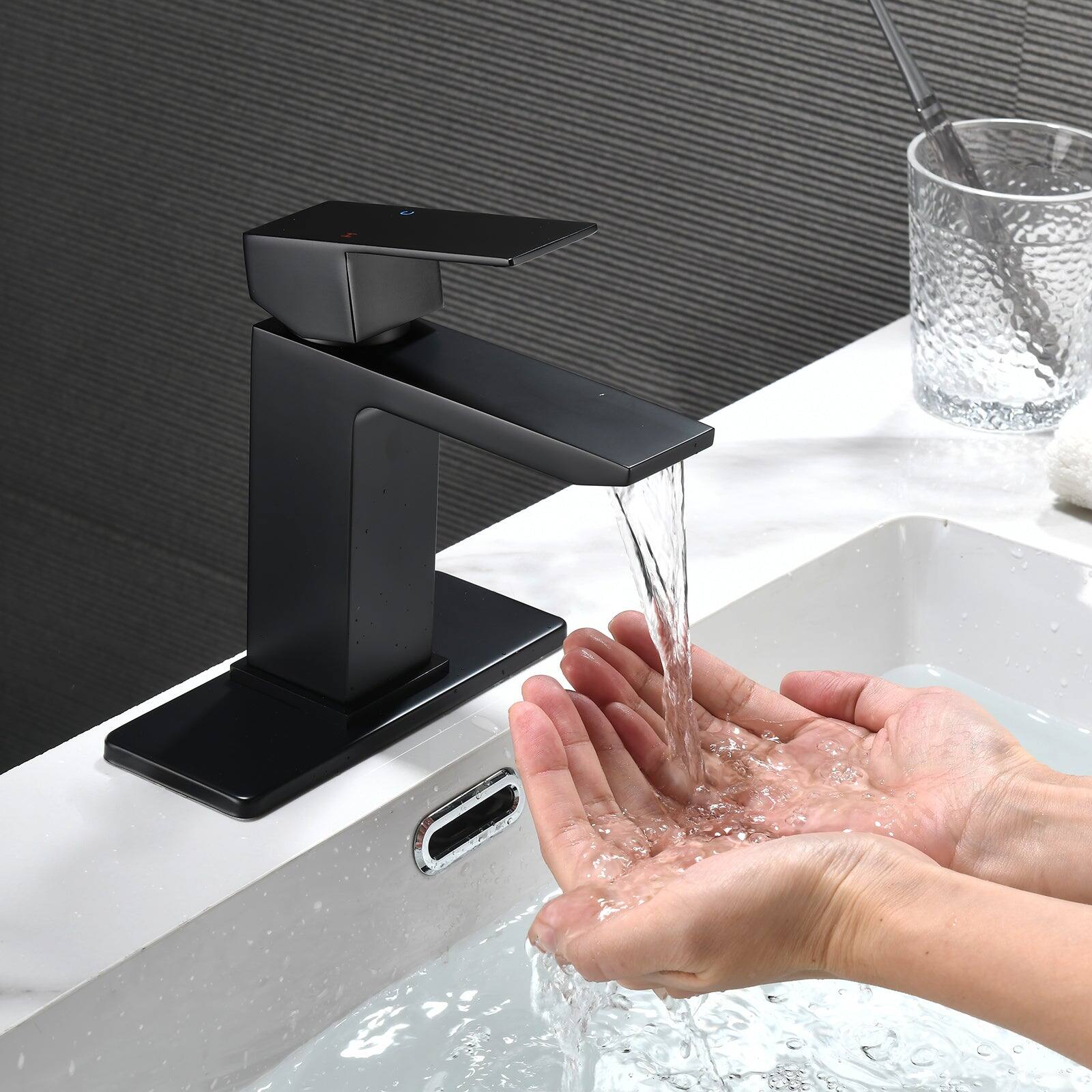 Alt View 4. Boyel Living - Black Faucet SUS304 Waterfall Spout cUPC Cartridge 60cm Supply Line Pop Up Drain - Matte Black.
