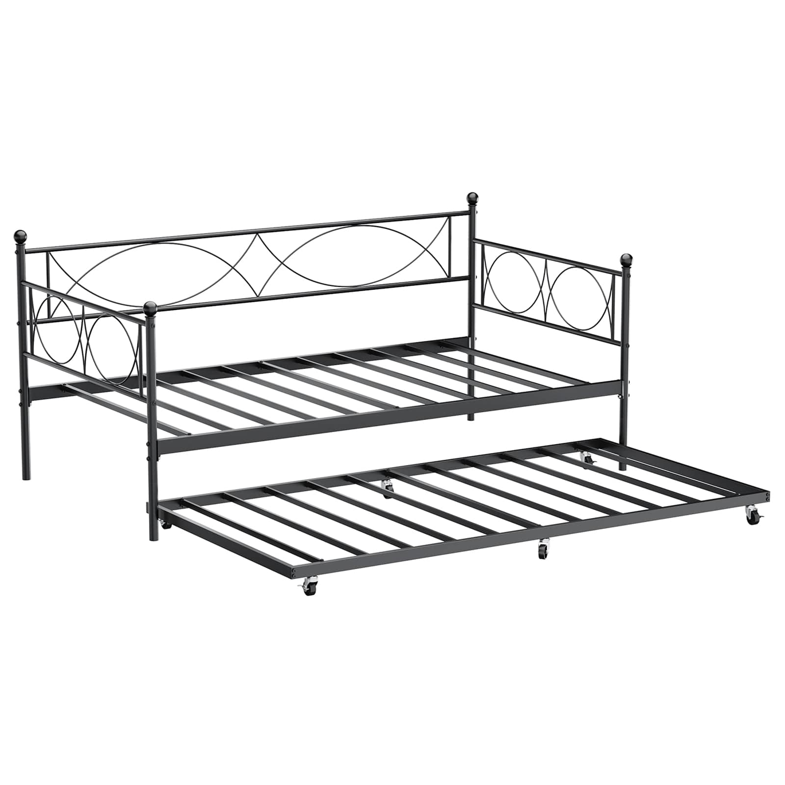 Jojoka - Easy Assembly Twin Size Daybed Metal Daybed Frame Space Saving, for Living Room, Guest Room - Black