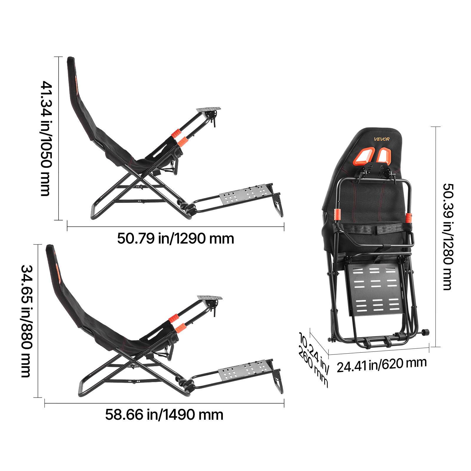 41.34 in/1050 mm  
34.65 in/880 mm  
50.79 in/1290 mm  
10.24 in/260 mm  
24.41 in/620 mm  
50.39 in/1280 mm  
58.66 in/1490 mm