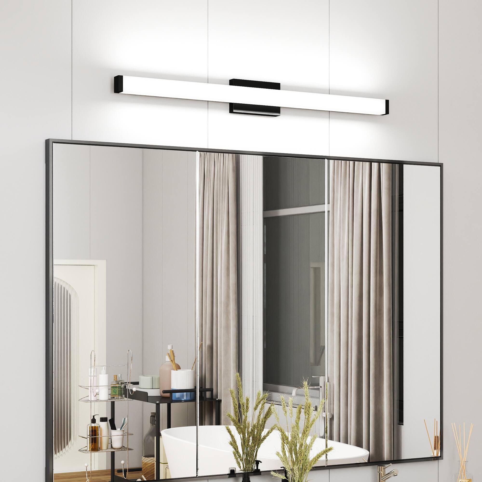 Left. APRILSOUL - Black Modern Bathroom Light Fixtures Over Mirror 41 inch LED Vanity Lights Bar for Bath.