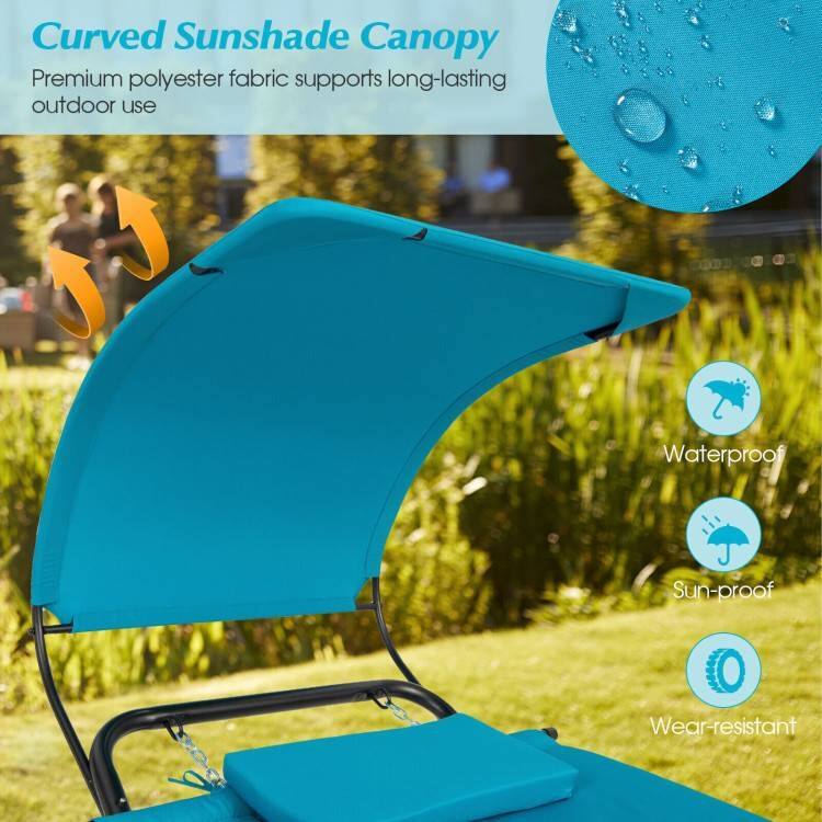 Curved Sunshade Canopy  
Premium polyester fabric supports long-lasting outdoor use  

Waterproof  
Sun-proof  
Wear-resistant
