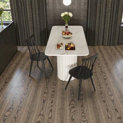 Front. Hivvago - Elegant Rubber Wood Windsor Dining Chairs Pair for Kitchen or Dining Room - Black.