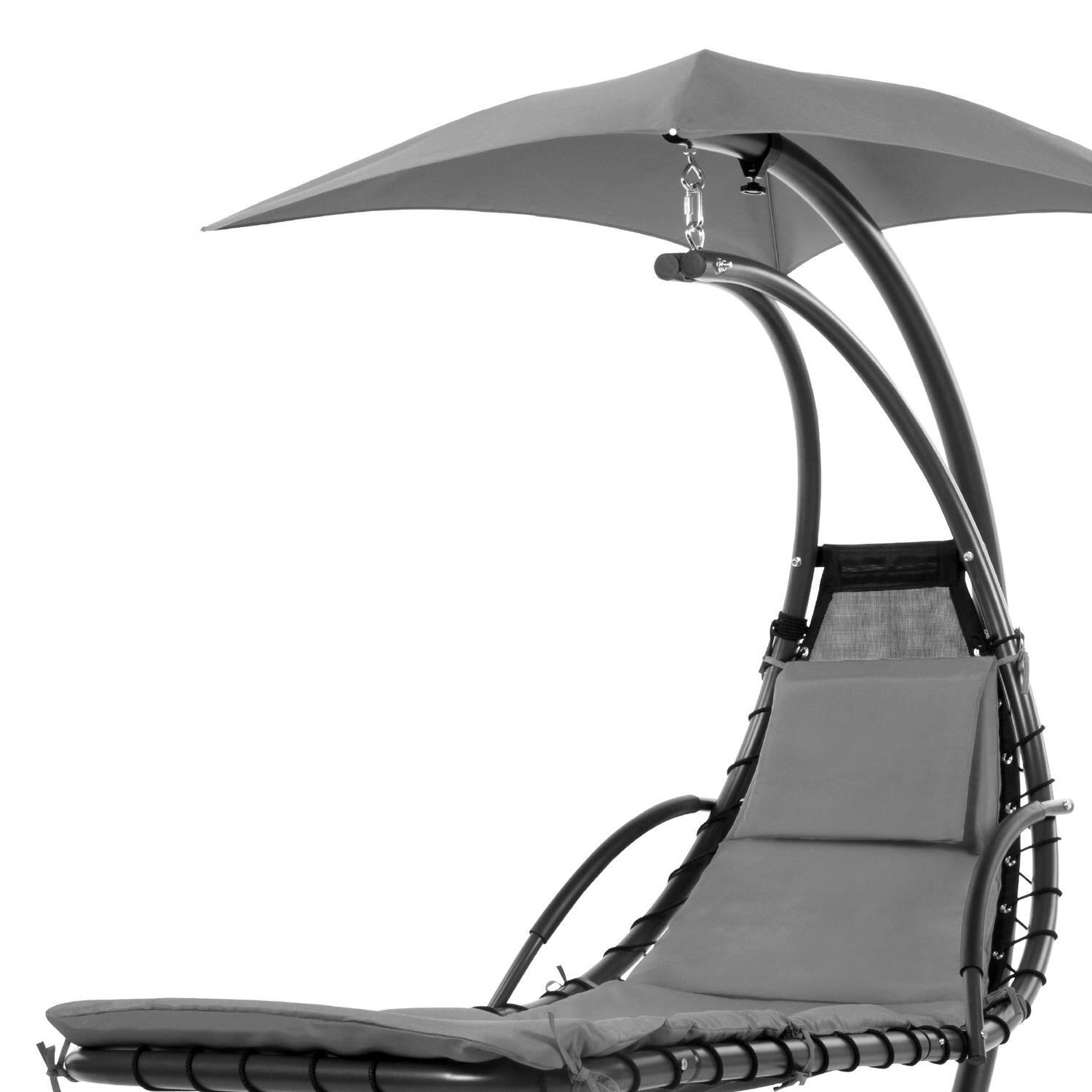 Back. Hivvago - Grey Single Person Sturdy Modern Chaise Lounger Hammock Chair Porch Swing - Grey.