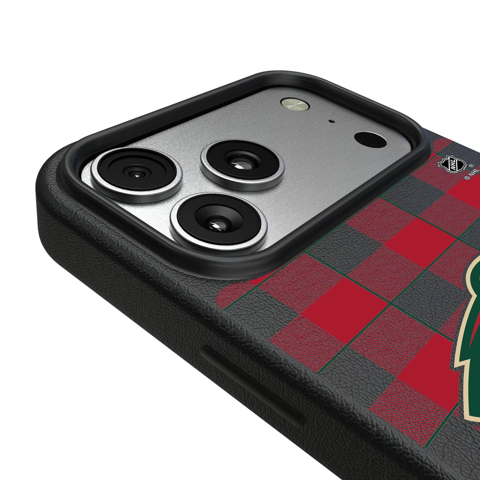 Alt View 2. Keyscaper - Minnesota Wild Plaid iPhone Magnetic Bump Case - 16 - Black.