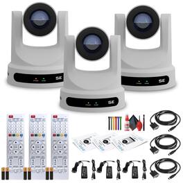3 x PTZOptics Move SE PTZ Camera with 30x Optical Zoom (White) (PT30X-SE-WH-G3)