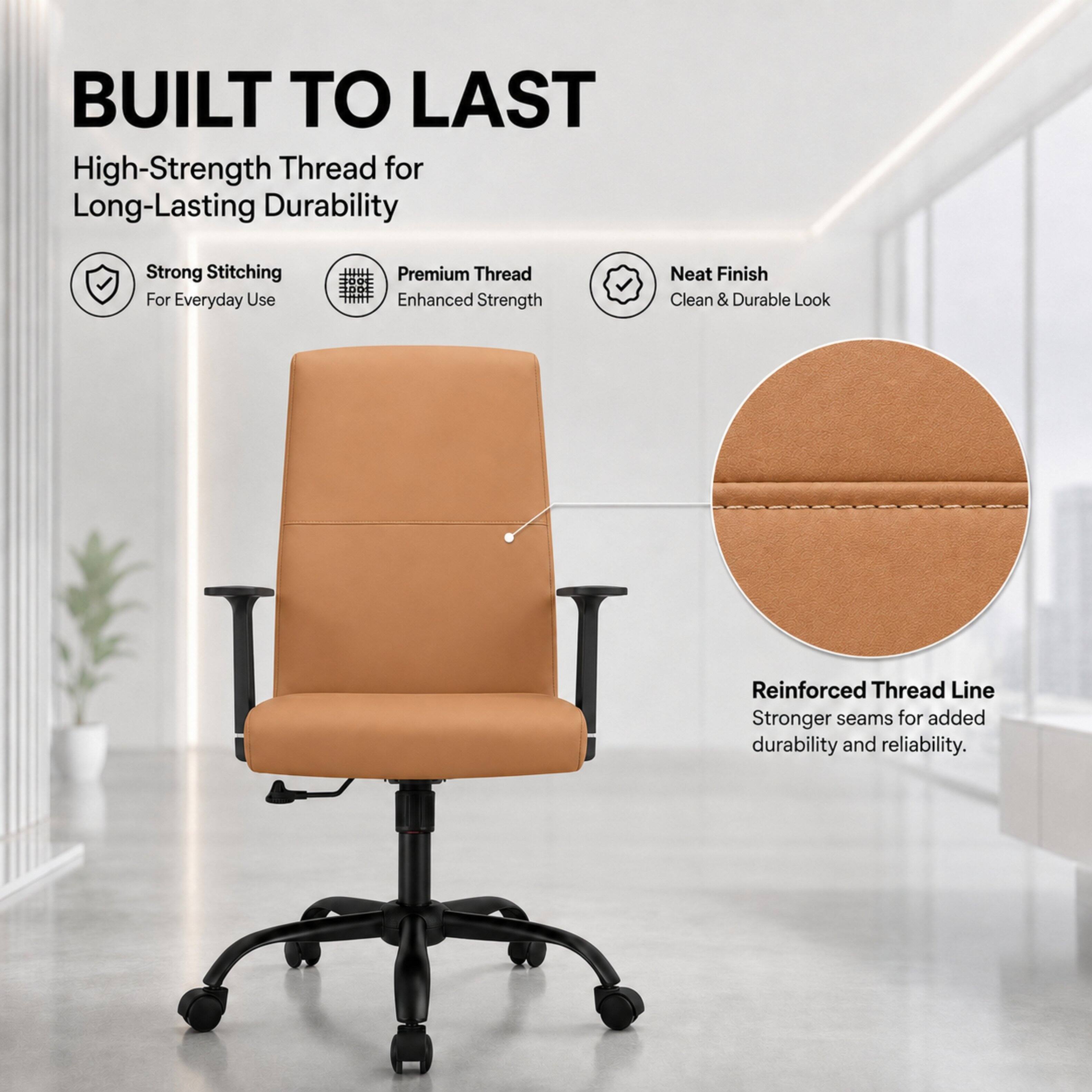 LeisureMod Evander Ergonomic Leather Office Chair, Aluminum Frame ...