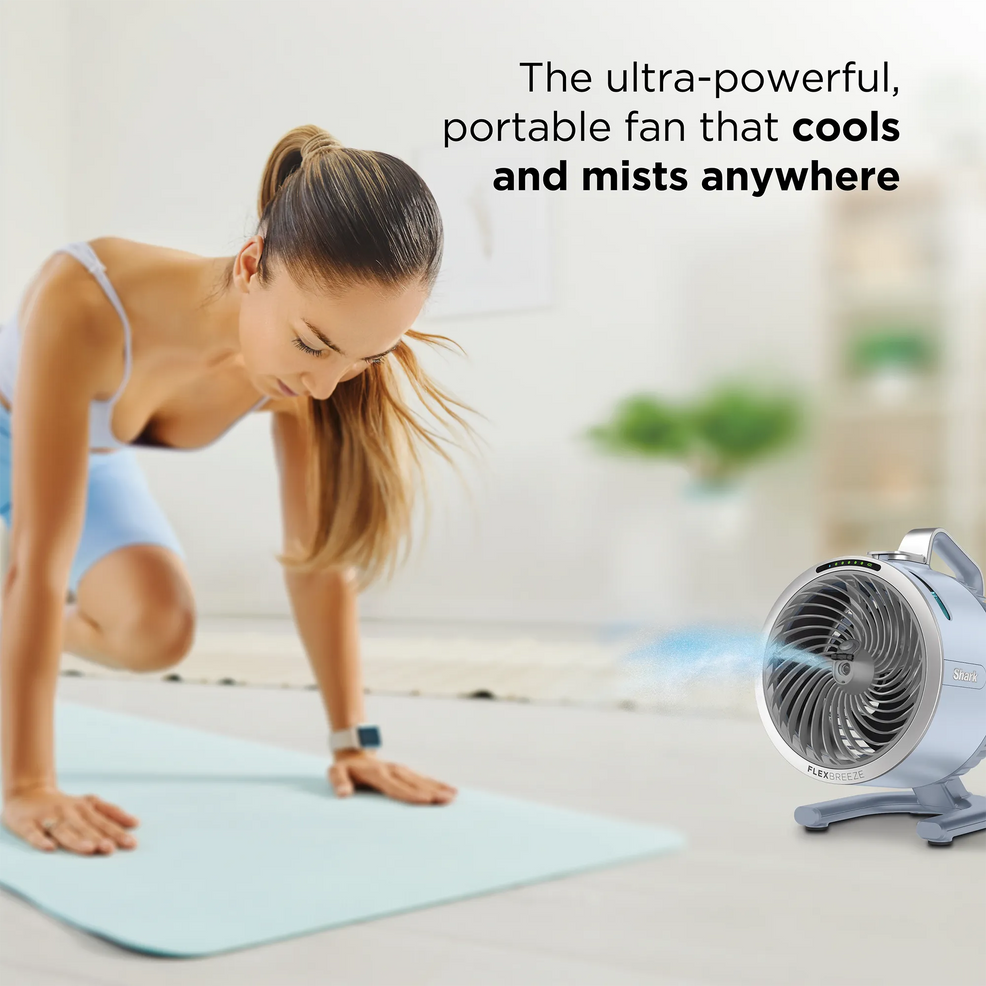 The ultra-powerful, portable fan that cools and mists anywhere  
Shark FLEXBREEZE