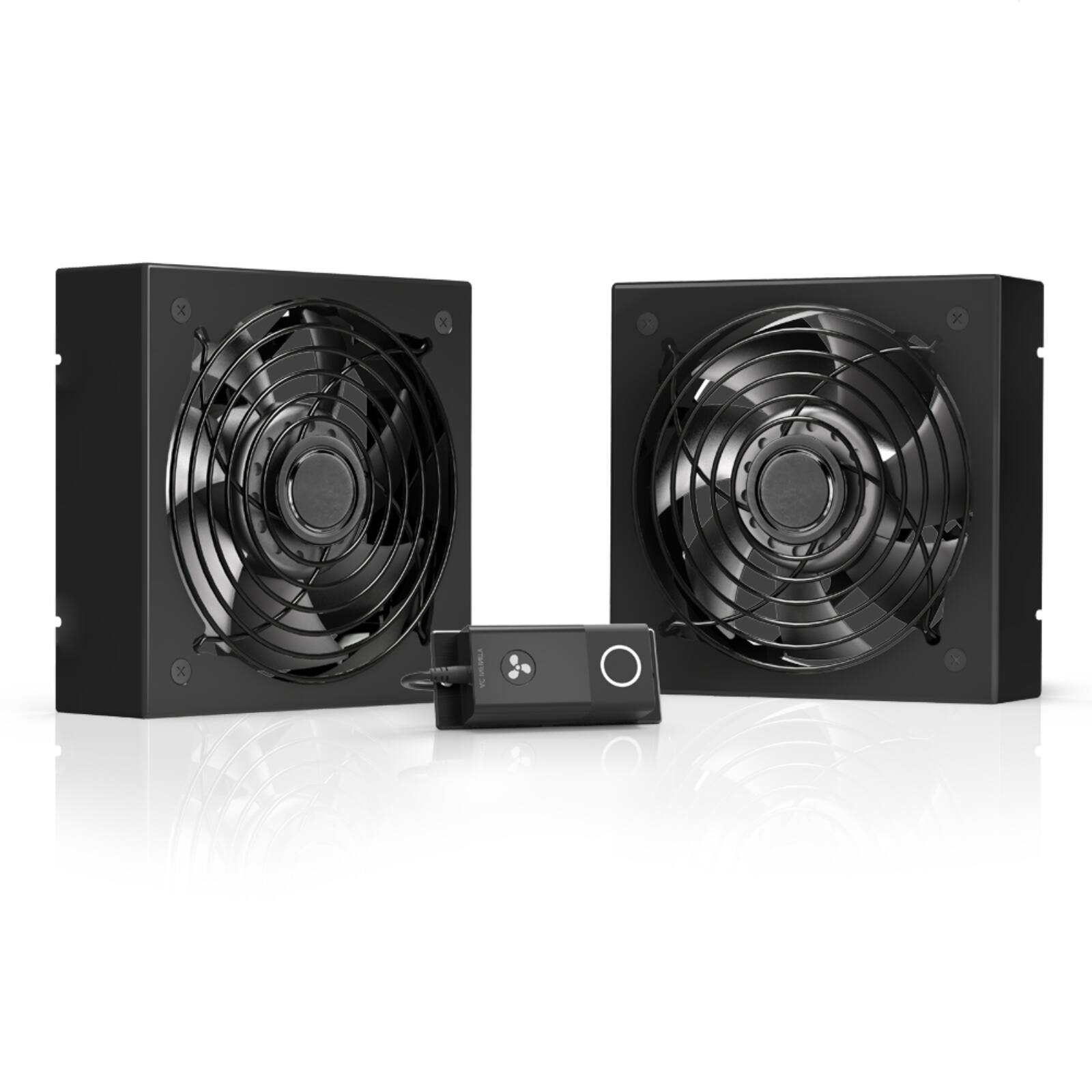 Front. AC Infinity - Rack Roof Fan Kit, Dual Cooling-Fans with Speed Controller - Black.