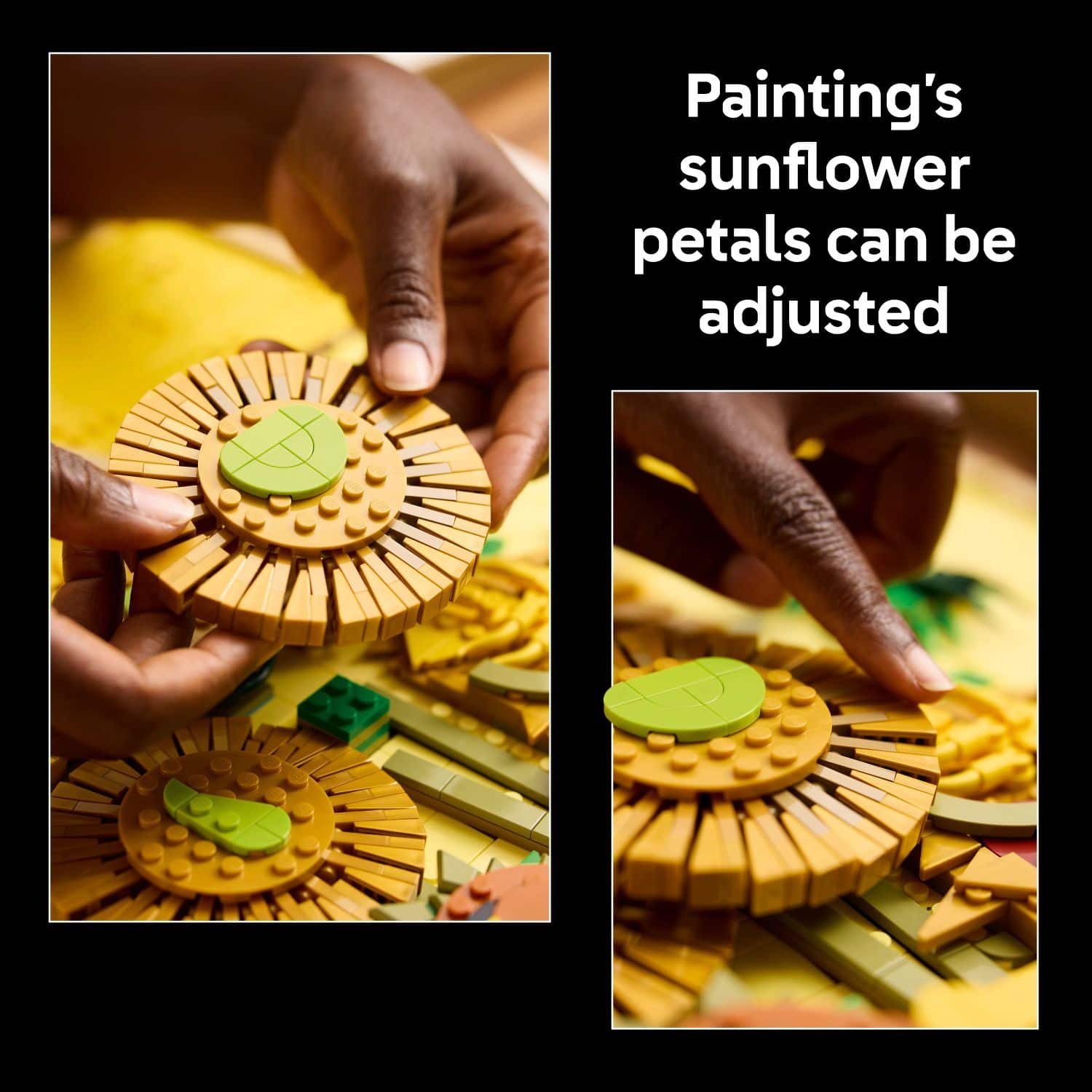 Painting's sunflower petals can be adjusted.