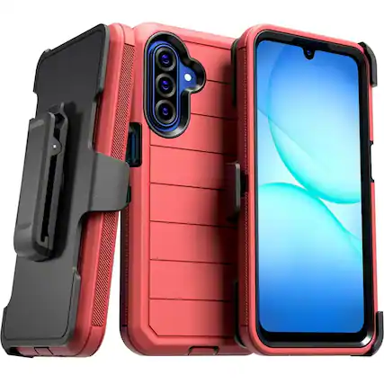 Front. RomeTech - Defender Case for Samsung Galaxy A17 5G - Black / Red - Black / Red.