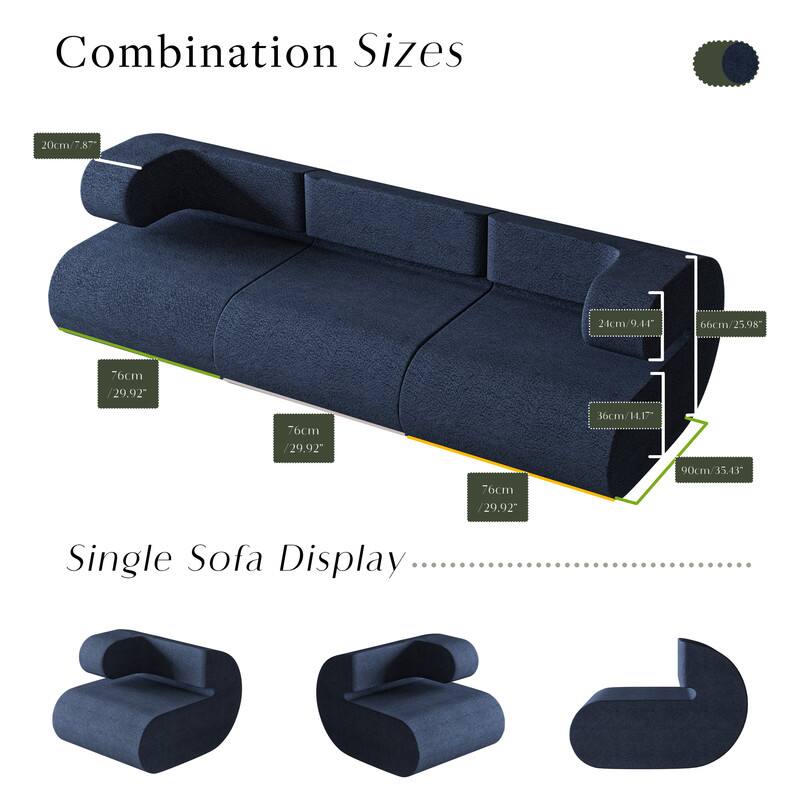 Combination Sizes

20cm / 7.87"
24cm / 9.44"
66cm / 25.98"
76cm / 29.92"
76cm / 29.92"
36cm / 14.17"
90cm / 35.43"

Single Sofa Display